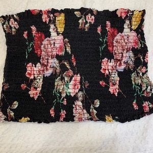 Cropped tube top - stretchy with floral print